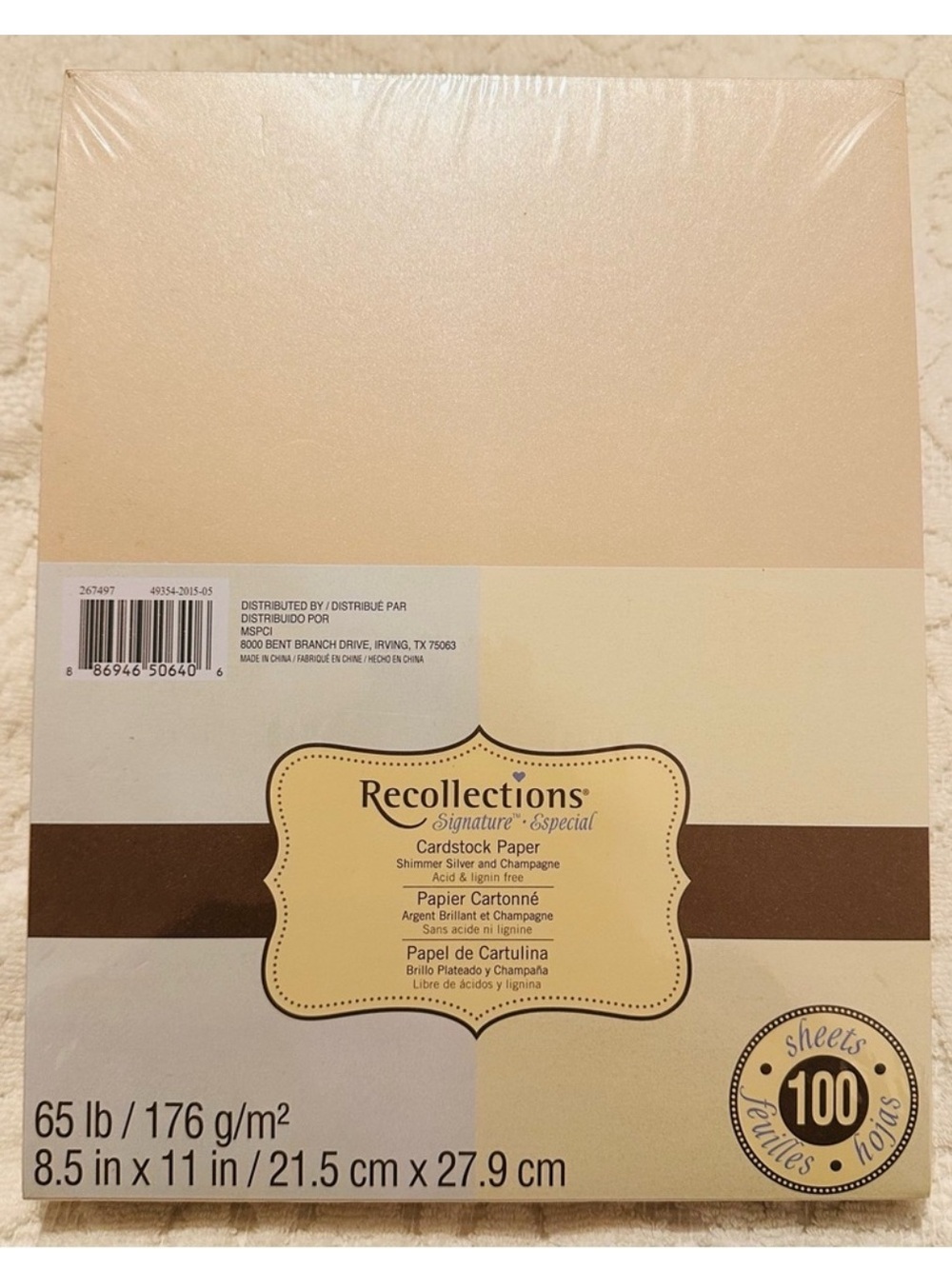 Recollections | Cardstock Paper | Shimmer Siver & Champagne
